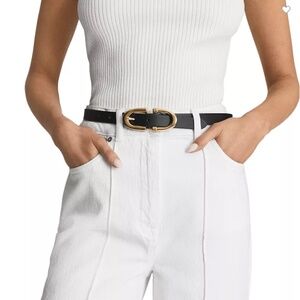 REISS Bailey Horseshoe Belt Black + Gold (Small)